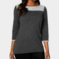 Karen Scott Women's Textured Color Block 3/4 Sleeve Jewel Neck Top Gray Size X-Small