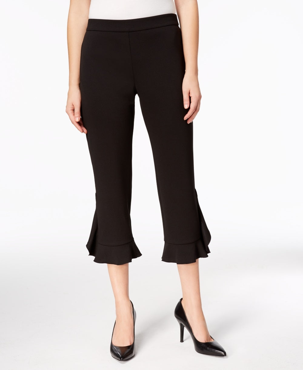 Alfani Women's Ruffle-Hem Pants Black Size 4 Petite