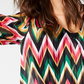 INC International Concepts Women's Zigzag-Print Bell-Sleeve Top Pink Size Petite Medium