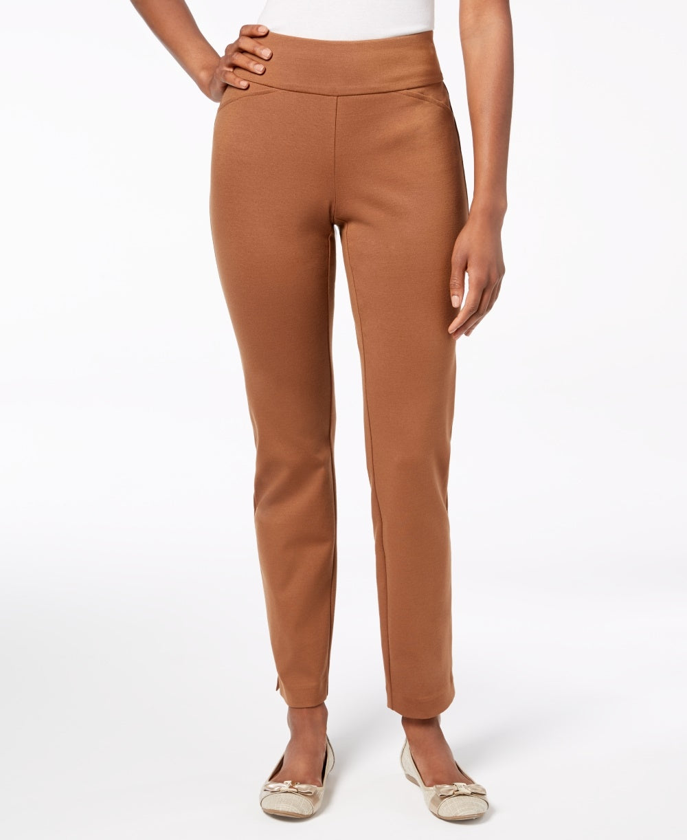 Charter Club Women's Cambridge Pull-On Ponte Pants Brown Size 14S