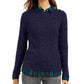 Charter Club Women's Textured Embellished Patterned Long Sleeve Jewel Neck Sweater Blue Size X-Large