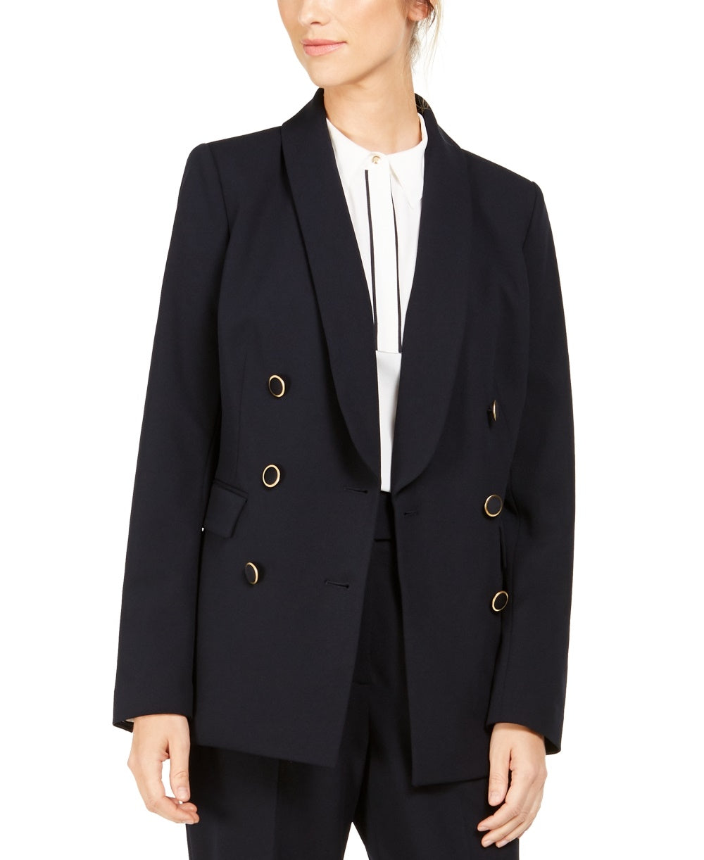 Calvin Klein Women's Double Breasted Shawl Collar Blazer Black Size 10