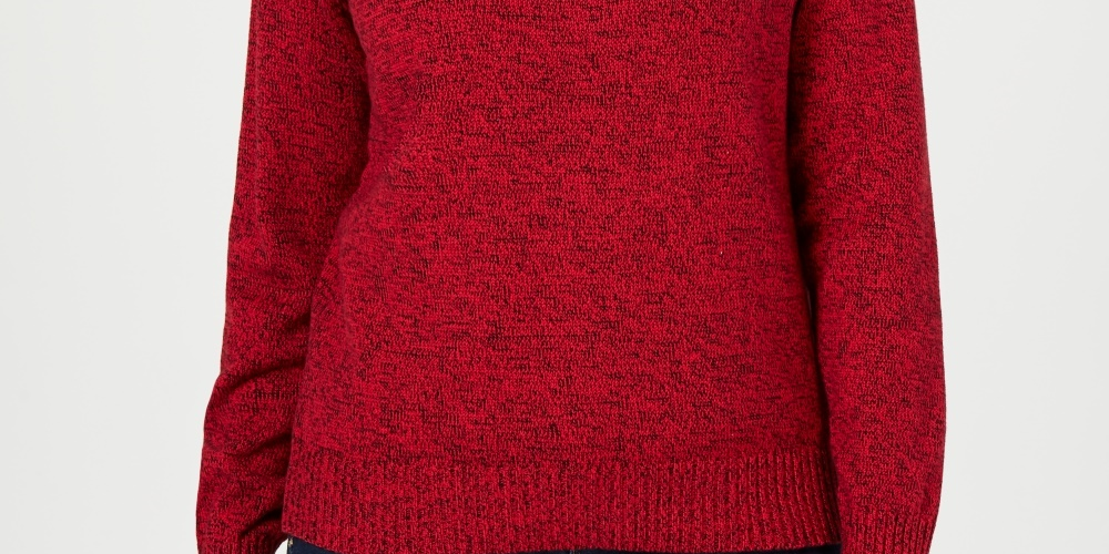 Karen Scott Women's Petite Cotton Turtleneck Sweater Bright Red Size Petite