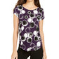 Alfani Women's Printed Round-Hem T-Shirt Purple Size Petite Medium