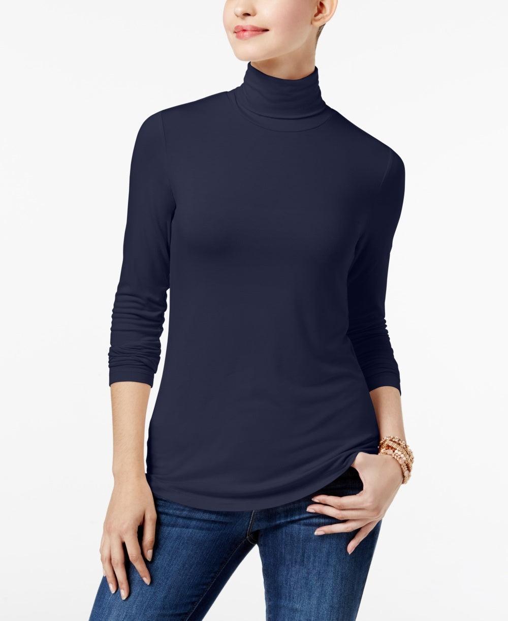 Maison Jules Women's Turtleneck Top Navy Size X-Large