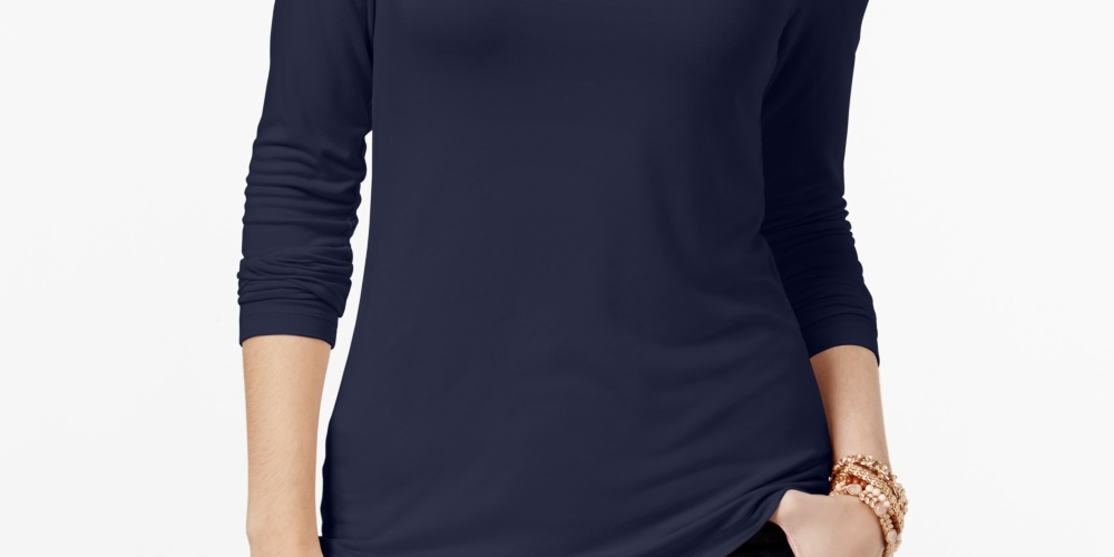 Maison Jules Women's Turtleneck Top Navy Size X-Large