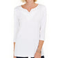 Karen Scott Women's Cotton Studded Split-Neck Top White Size Small
