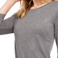 Maison Jules Women's 3/4 Sleeve Solid T Shirt Gray Size Medium