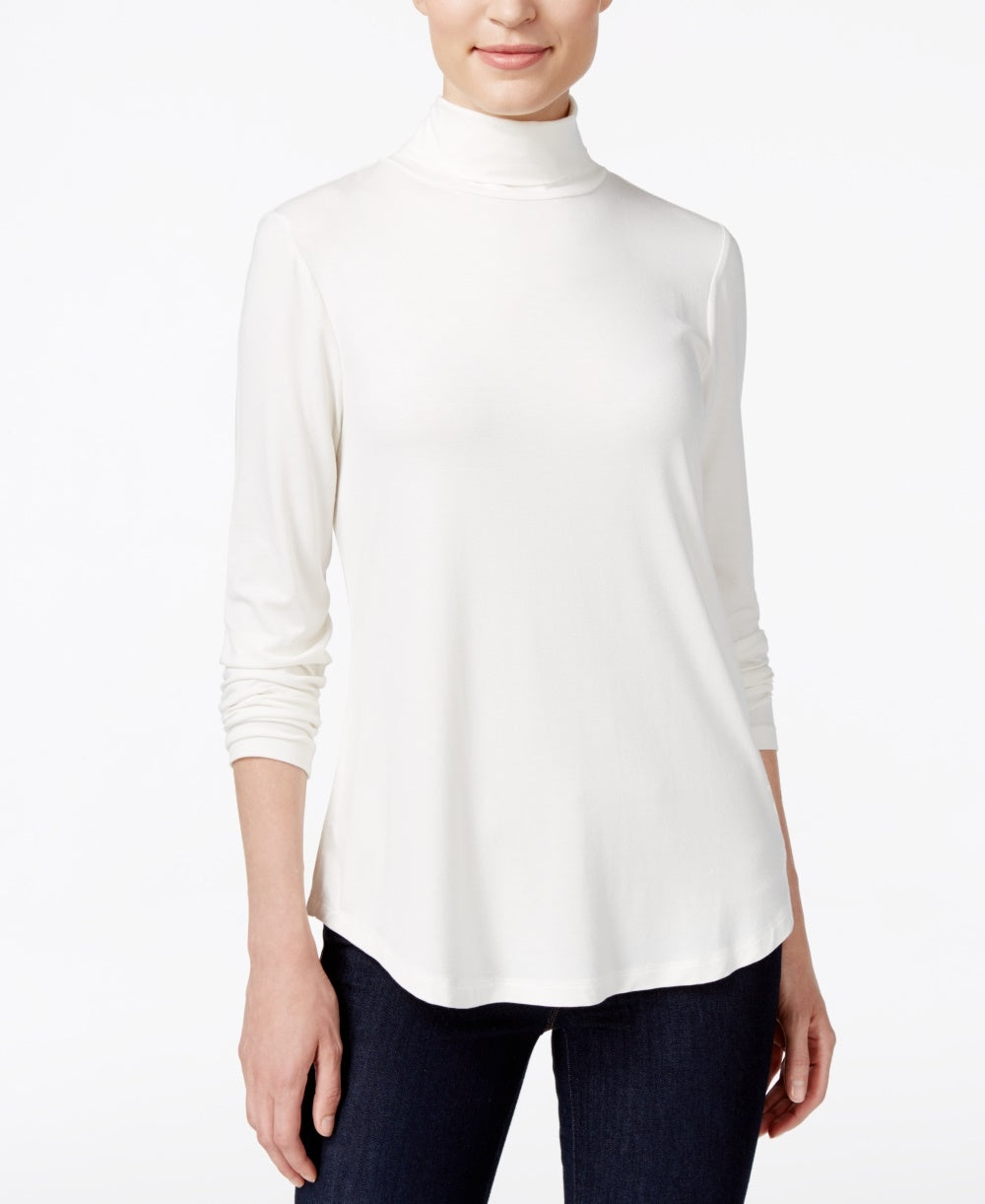 JM Collection Women's Petite Turtleneck Top  Natural Size Petite