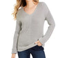 Charter Club Women's Textured Solid Long Sleeve V Neck T-Shirt Sweater Blue Size X Small