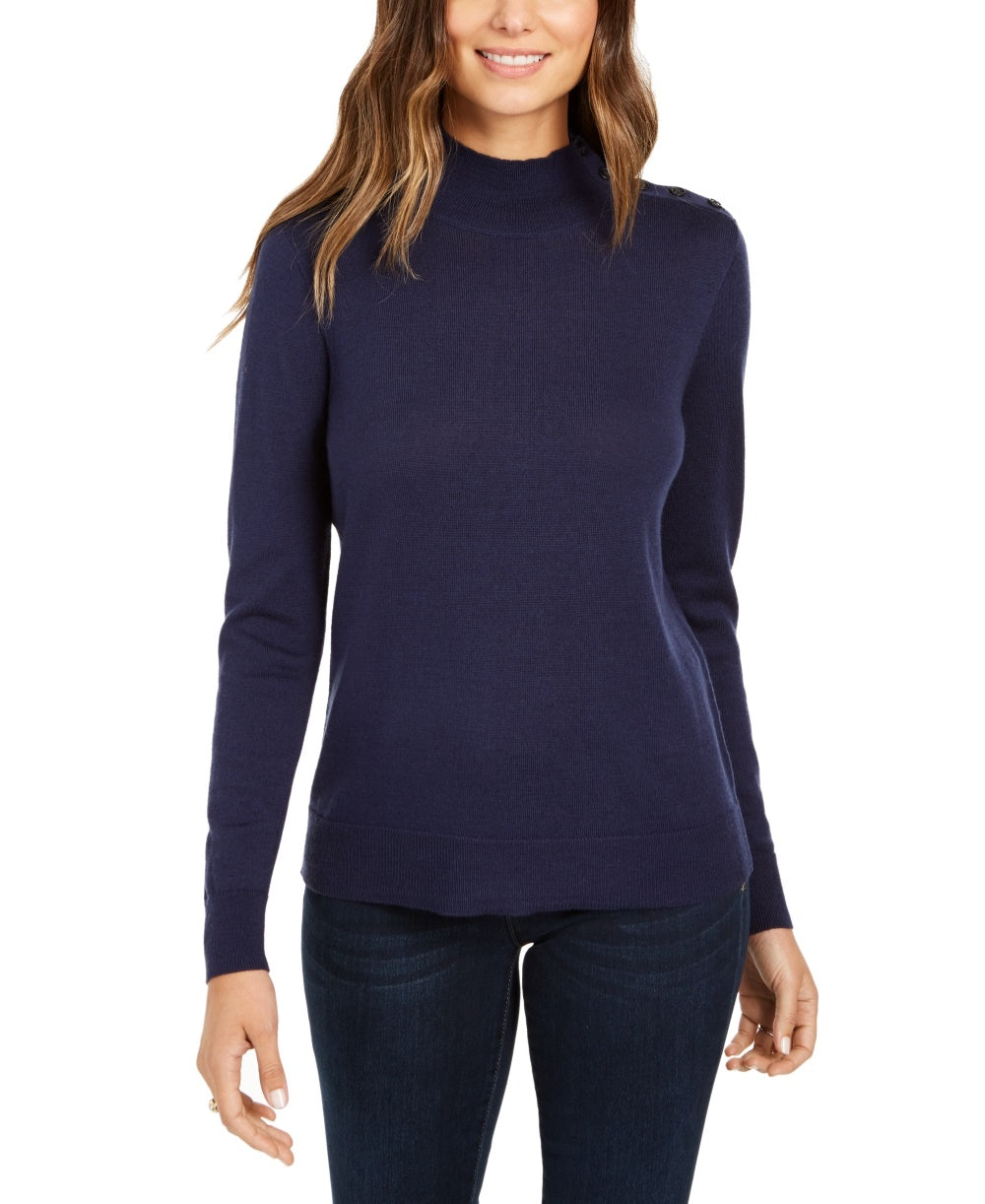Charter Club Women's Merino Wool Turtleneck Blue Size Medium