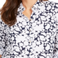 Charter Club Women's Printed Roll Sleeve Top Blue Size X-Large