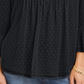 Charter Club Women's Double Ruffle Textured Pintuck Top Black Size Petite Small
