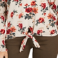 Style & Co Women's Printed Tie Hem Sweater Tan Multi Floral  Size Petite M