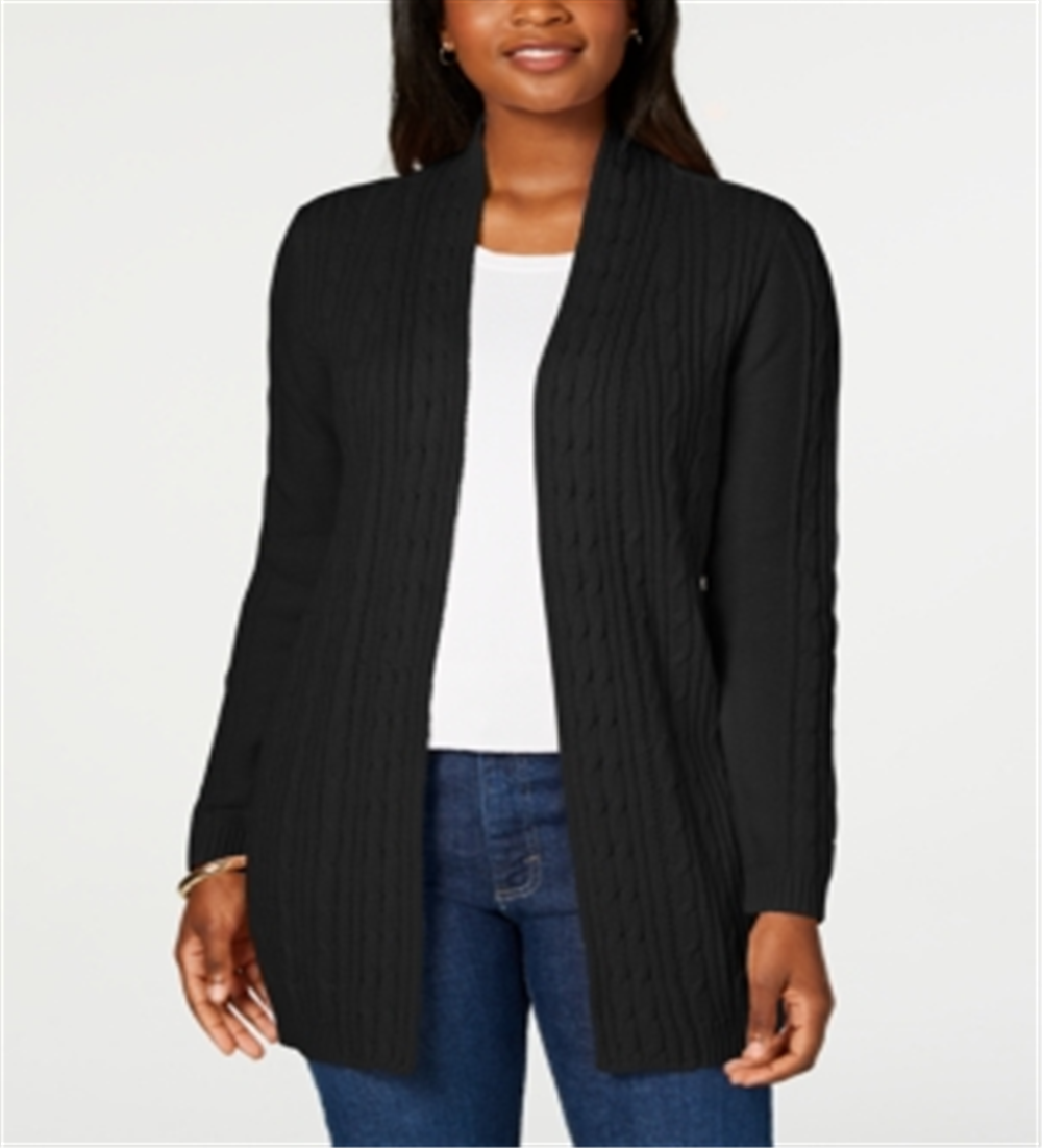 Karen Scott Women's Cable Knit Cardigan Black Size Medium