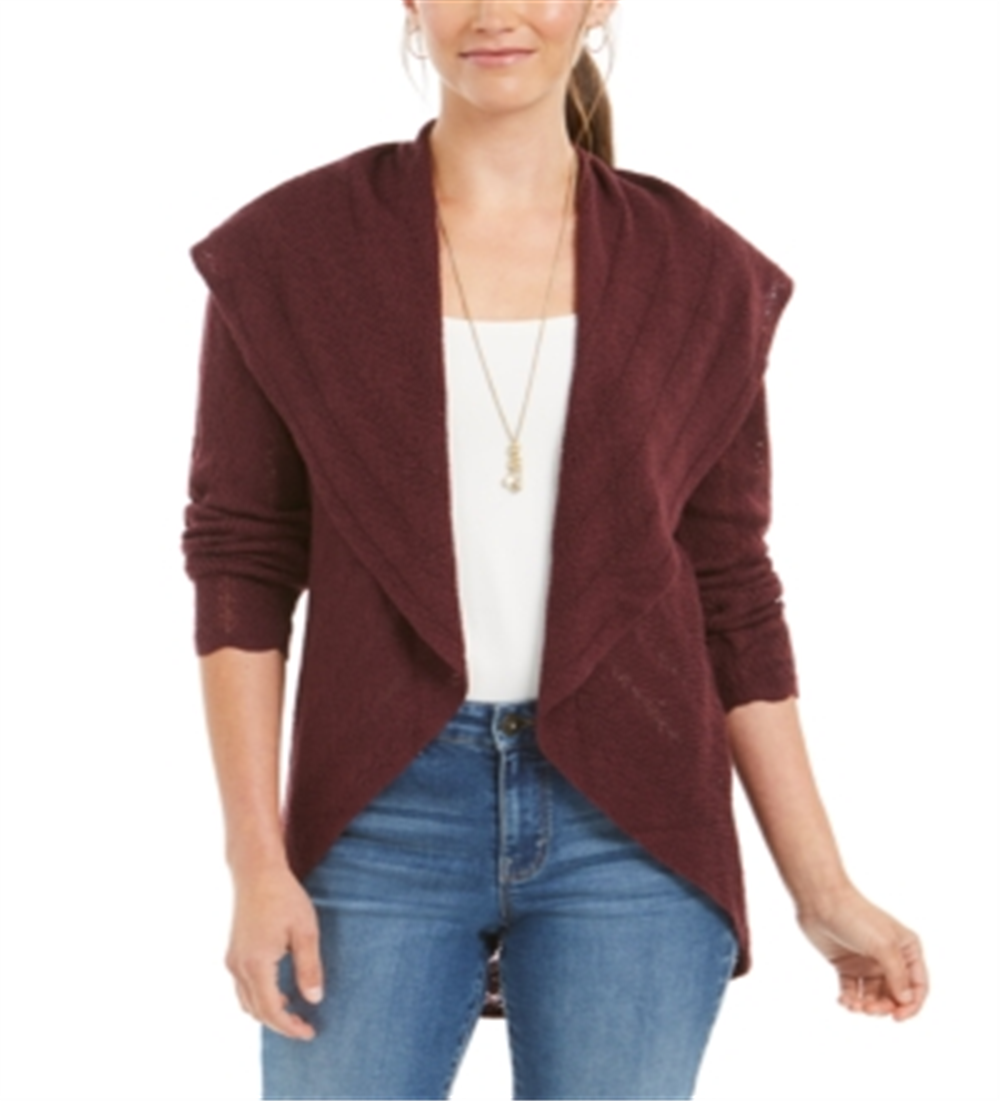Style & Co Women's Pointelle Cardigan Purple Size Large