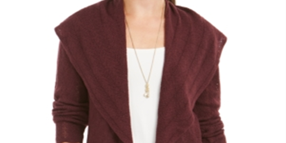 Style & Co Women's Pointelle Cardigan Purple Size Large