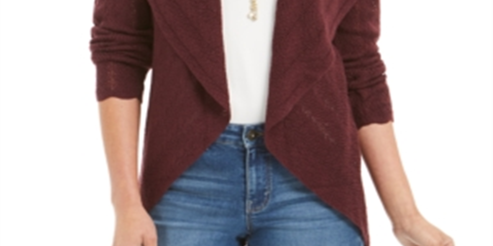 Style & Co Women's Pointelle Cardigan Purple Size Large