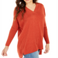 Style & Co Women's V Neck Tunic Sweater Orange Size Small