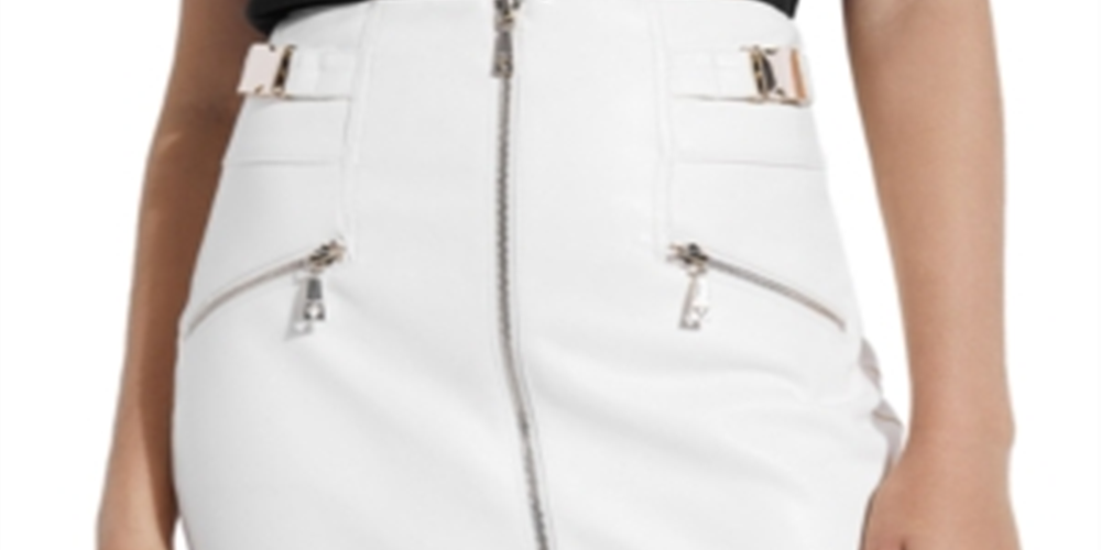 Guess Women's Demetria Buckle Skirt White Size 0