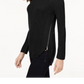 INC International Concepts Women's Waffle Knit Side Zip Tunic Sweater Black Size Petite X-Large