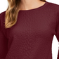 Charter Club Women's Jacquard Bow Cuff Top Wine Size PL