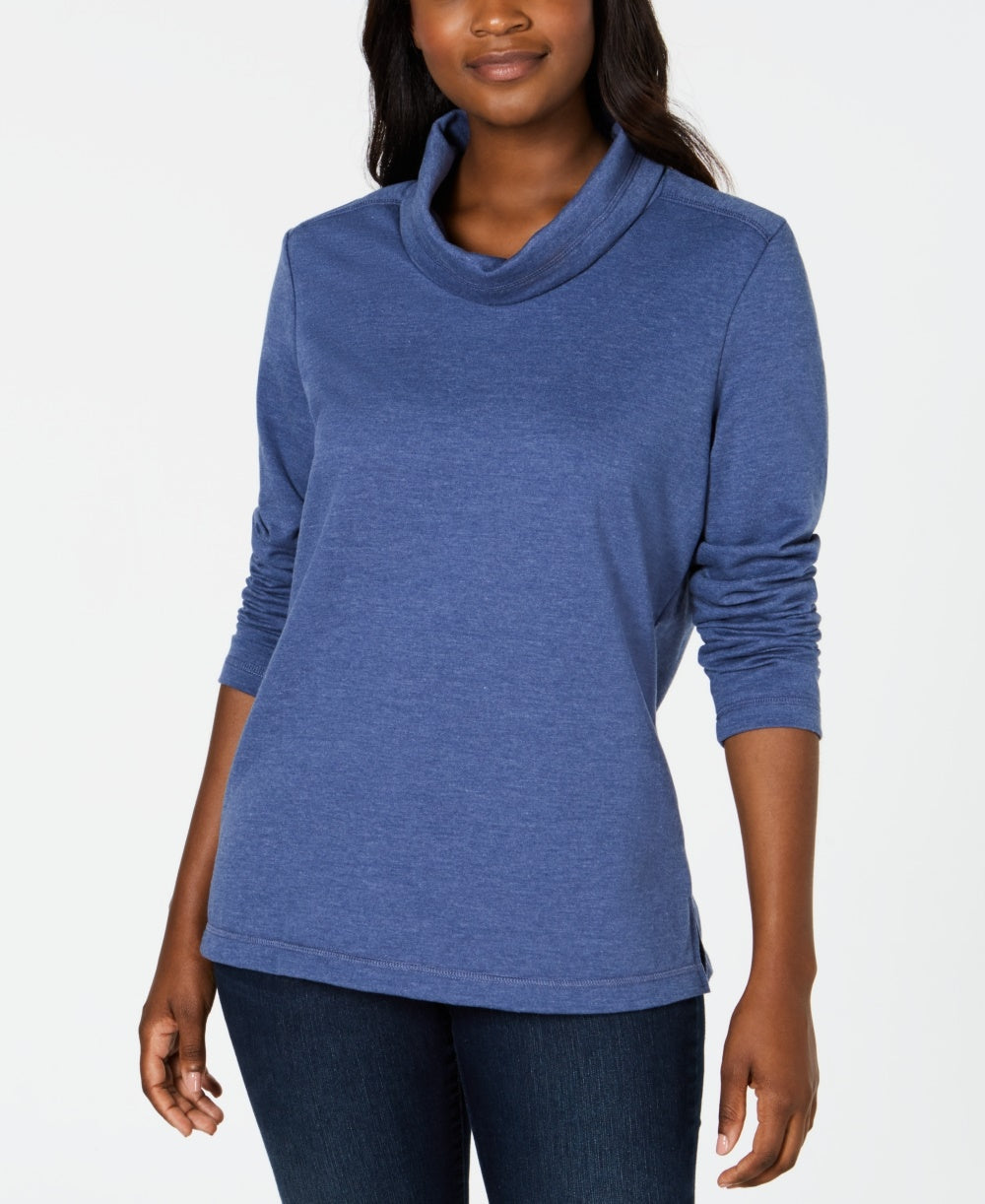 Karen Scott Women's Sport Cowl Neck Top Blue Size Large