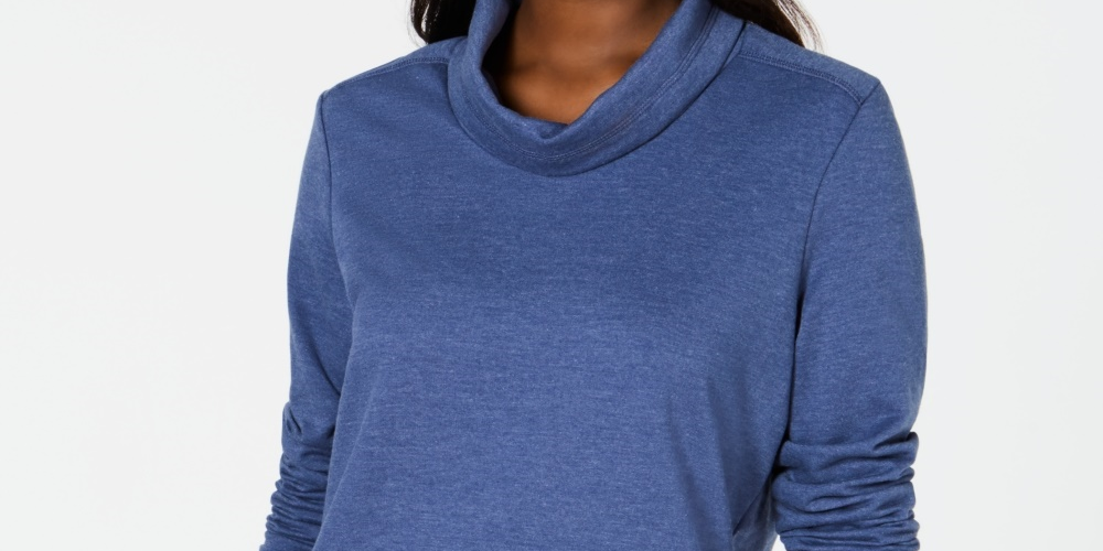 Karen Scott Women's Sport Cowl Neck Top Blue Size Large