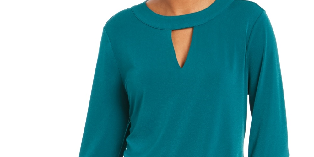 Charter Club Women's Bell Sleeve Keyhole Top Green Size XX-Large