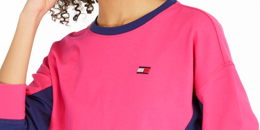 Tommy Hilfiger Women's Sport Colorblocked Cropped Top Pink Size XX-Large