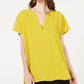 Alfani Women's V Neck Textured Top Yellow Size PL