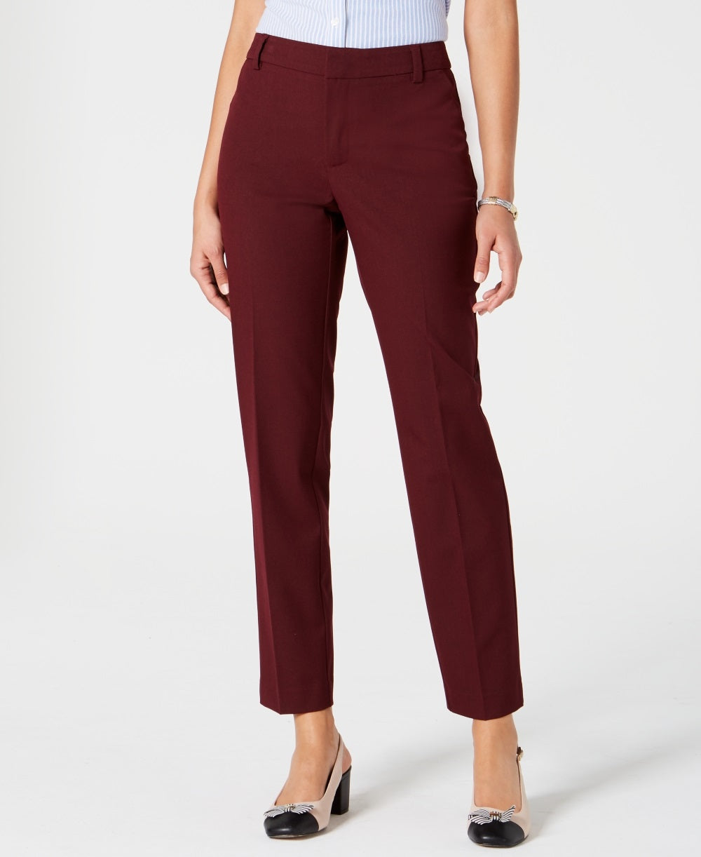 Charter Club Women's Slim Leg Ankle Pants Wine Size 10 Petite