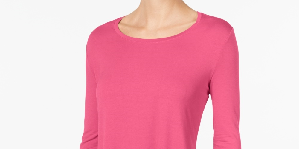 JM Collection Women's Scoop-Neck Top In Regular And Petite Pink Size Medium