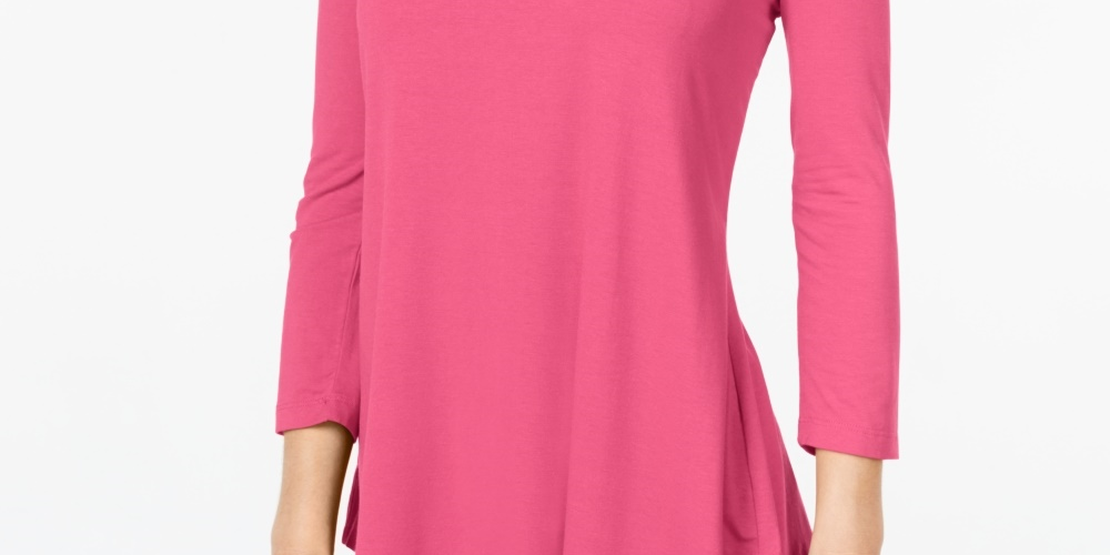 JM Collection Women's Scoop-Neck Top In Regular And Petite Pink Size Medium