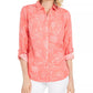 Charter Club Women's Artful Paisleys Printed Linen-Blend Shirt Beige Size Medium