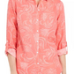 Charter Club Women's Artful Paisleys Printed Linen-Blend Shirt Beige Size Medium