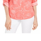 Charter Club Women's Artful Paisleys Printed Linen-Blend Shirt Beige Size Medium