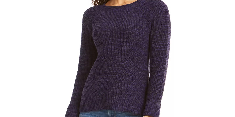 Style & Co Women's Crewneck Marled Sweater Green Size X-Large