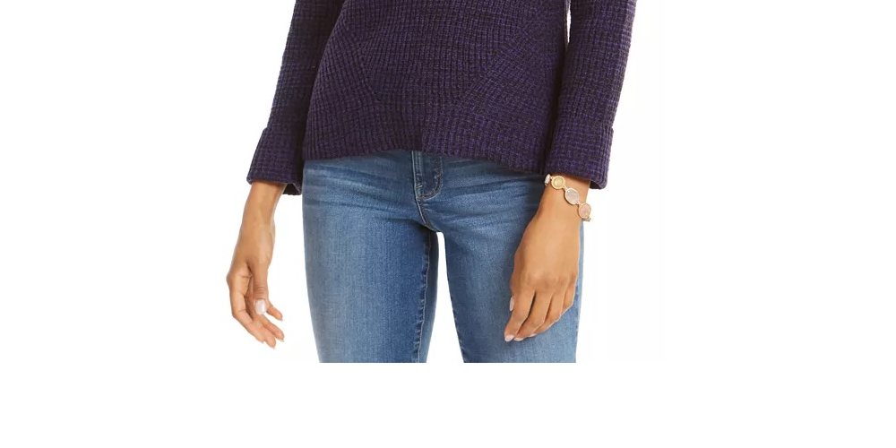 Style & Co Women's Crewneck Marled Sweater Green Size X-Large