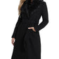 GUESS Women's Maria Faux Fur Collar Walker Coat Black Size M