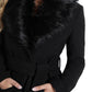 GUESS Women's Maria Faux Fur Collar Walker Coat Black Size M