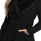GUESS Women's Maria Faux Fur Collar Walker Coat Black Size M