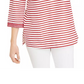 Charter Club Women's Embroidered Striped Linen Blend Tunic Red Size XX-Large