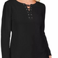 Karen Scott Women's Lace Up French Terry Sweatshirt Black Size X-Small