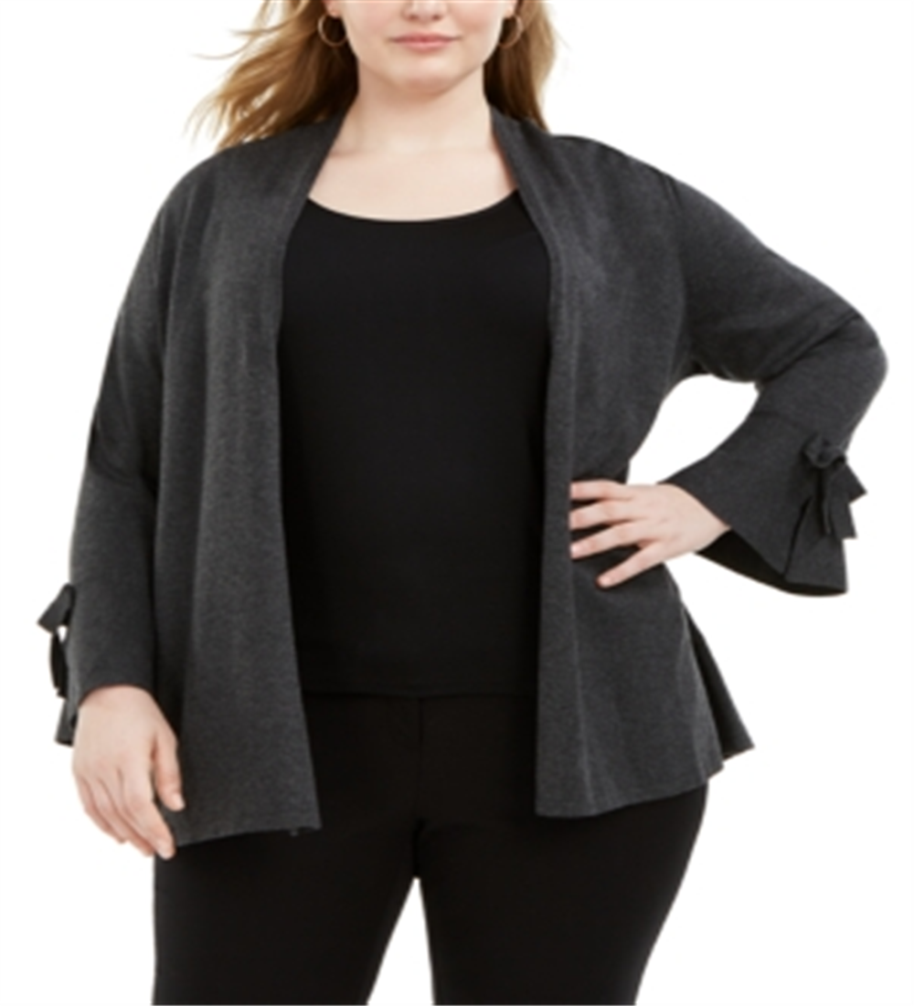 Alfani Women's Tie Sleeve Cardigan Grey Size XXXL