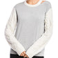 Bailey 44 Women's Margo Cable-Knit-Sleeve Sweater Gray Size Small