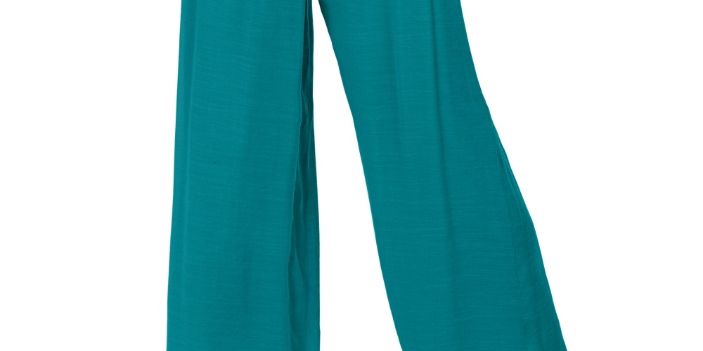 JM Collection Women's Metallic-Detail Wide-Leg Gauze Pants Blue Size X-Large