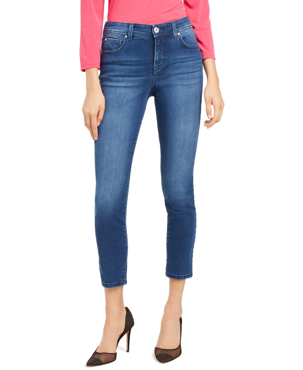 INC International Concepts Women's Curvy Skinny Ankle Jeans With Tummy Control Blue Size 4