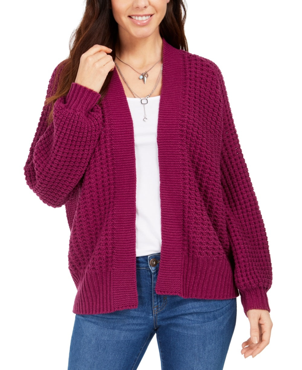 Style & Co Women's Chunky Cable Knit Open Front Cardigan Pink Size X-Small