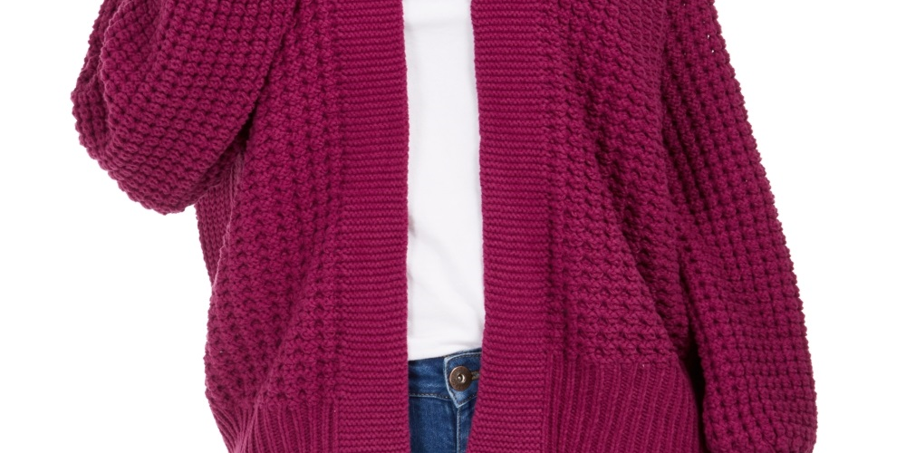 Style & Co Women's Chunky Cable Knit Open Front Cardigan Pink Size X-Small